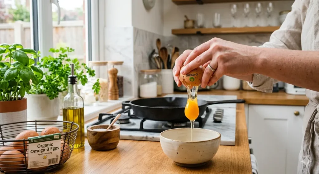 Apakah Telur Omega Boleh Dimakan Mentah? Ini Faktanya! Telur omega adalah telur dari ayam yang diberi pakan kaya asam lemak omega-3 seperti biji rami atau minyak ikan.
