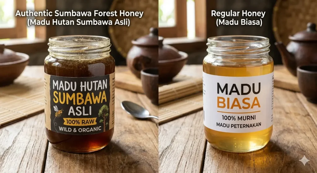 Madu hutan Sumbawa asli yang berwarna cenderung gelap dan keruh