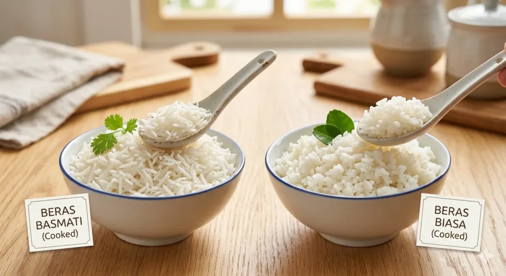 Beras basmati memiliki karakteristik bulir yang panjang dibandingkan beras biasa