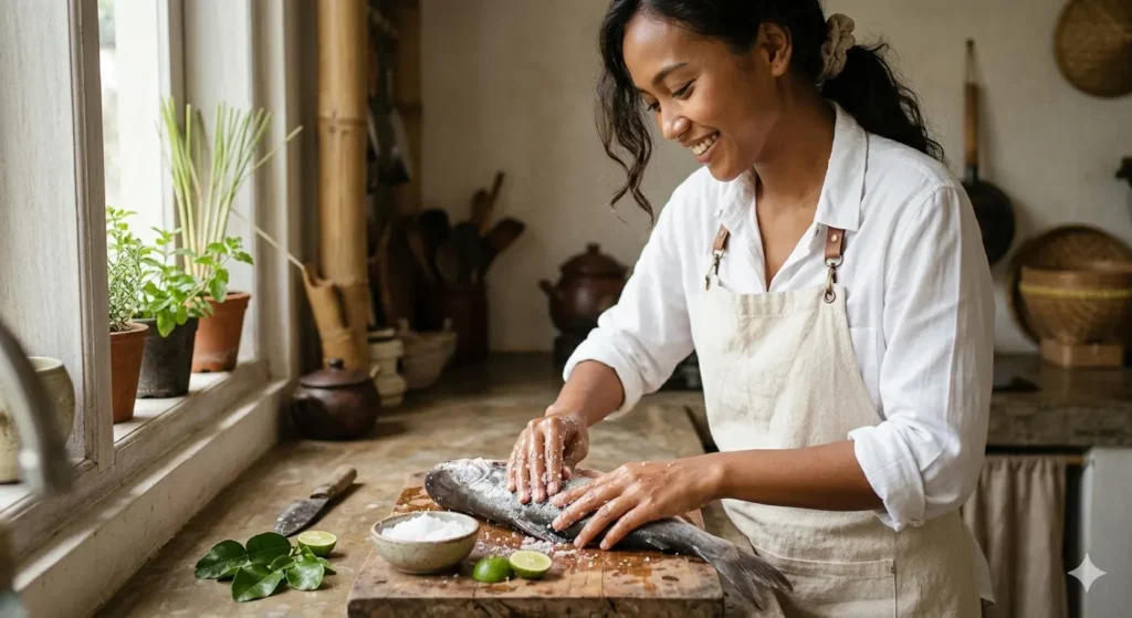 Ikan patin sungai adalah ikan yang tumbuh di perairan alami dengan arus yang deras dan memberikan ruang gerak yang luas bagi ikan sehingga dagingnya lebih padat dan kenyal dimana bau amisnya dapat dibersihkan dengan menggosok garam kasar di kulitnya