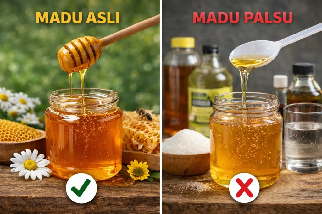 madu asli vs madu palsu