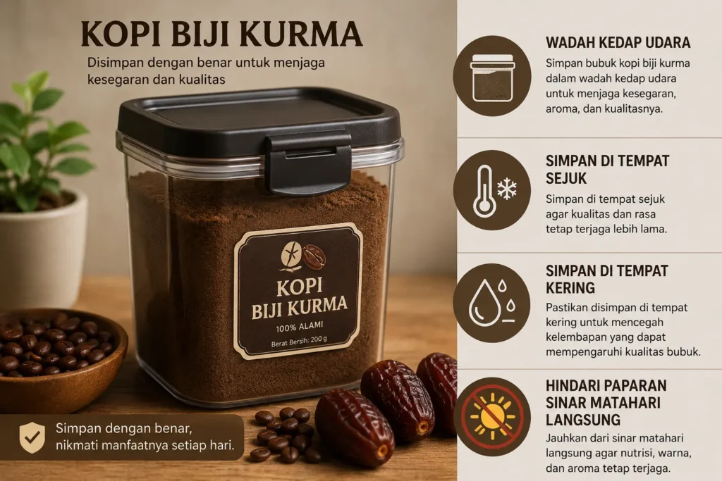 Cara menyimpan kopi biji kurma menggunakan wadah kedap udara