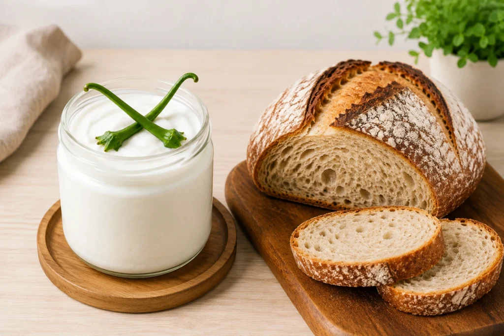 fermentasi liar sourdough dan yogurt tangkai cabai