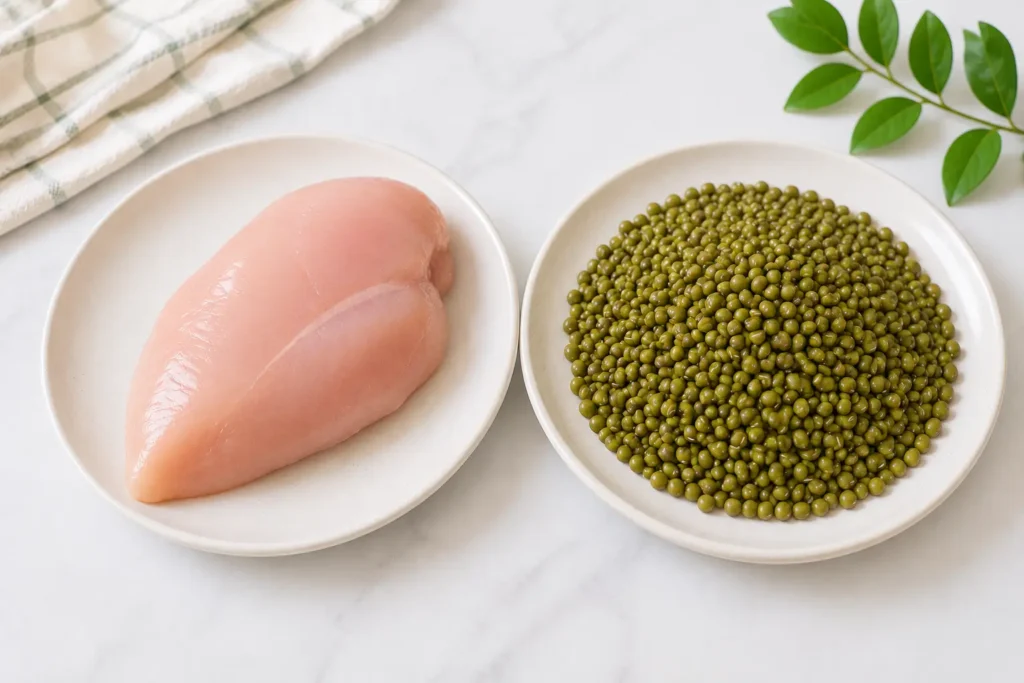 kacang hijau vs dada ayam